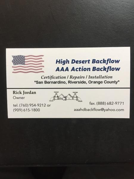 High Desert Backflow AAA Action Backflow