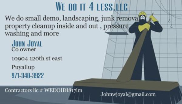 We do it 4 Less Llc Lic# Wedoidi817lm