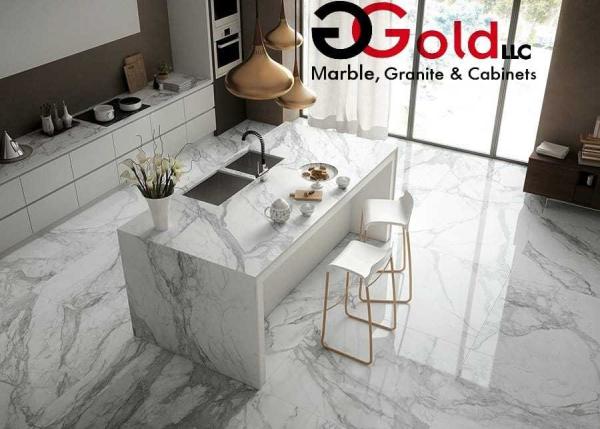 Gold Marble Granite & Cabinets