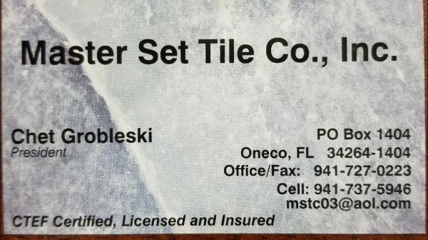Master Set Tile Co Inc