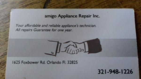 Amigo Appliance and A/C Repairs. Same Day Repairs