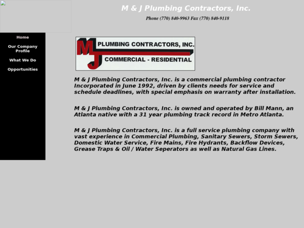 M & J Plumbing Contractors Inc