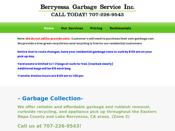 Berryessa Garbage Disposal Services Inc