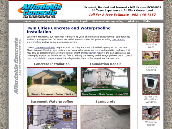 Affordable Concrete and Waterproofing Inc.