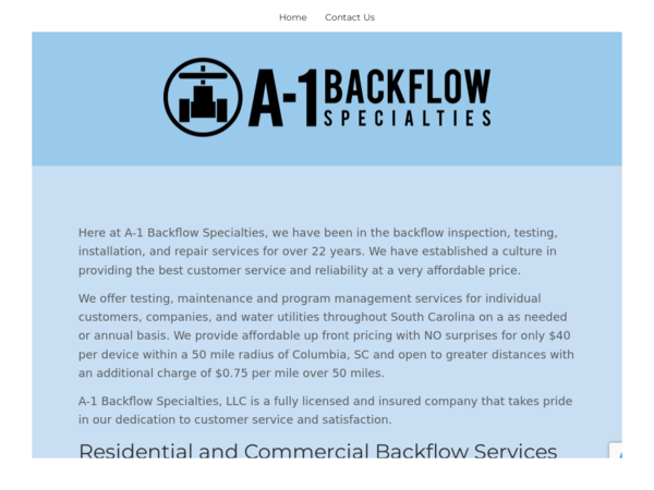 A-1 Backflow Specialties