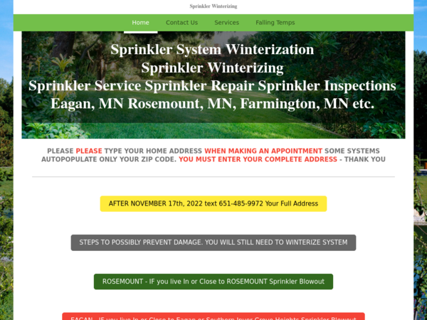 Sprinkler Winterizing